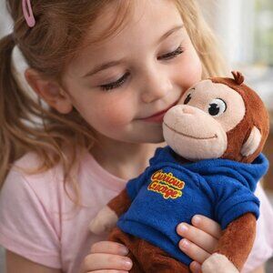 2005 Curious George Plush 8" Stuffed Animal Blue Hoodie – Marvel Toys – USED